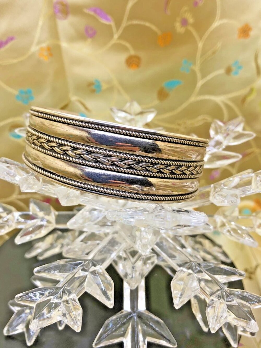 Sterling Silver 925 BA SUARTI BALI INDONESIA Braided Woven Cuff Bracelet, 3 rows